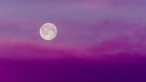 Full moon pink and purple sky